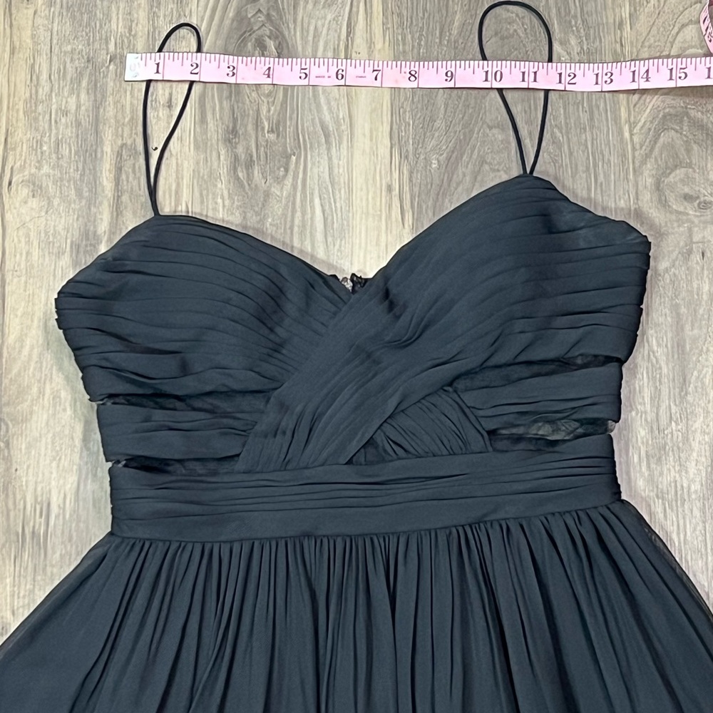 Hailey Logan Adrianna Papell Cocktail Black Mini Dress Spaghetti Straps Sz 11/12 - Picture 11 of 13